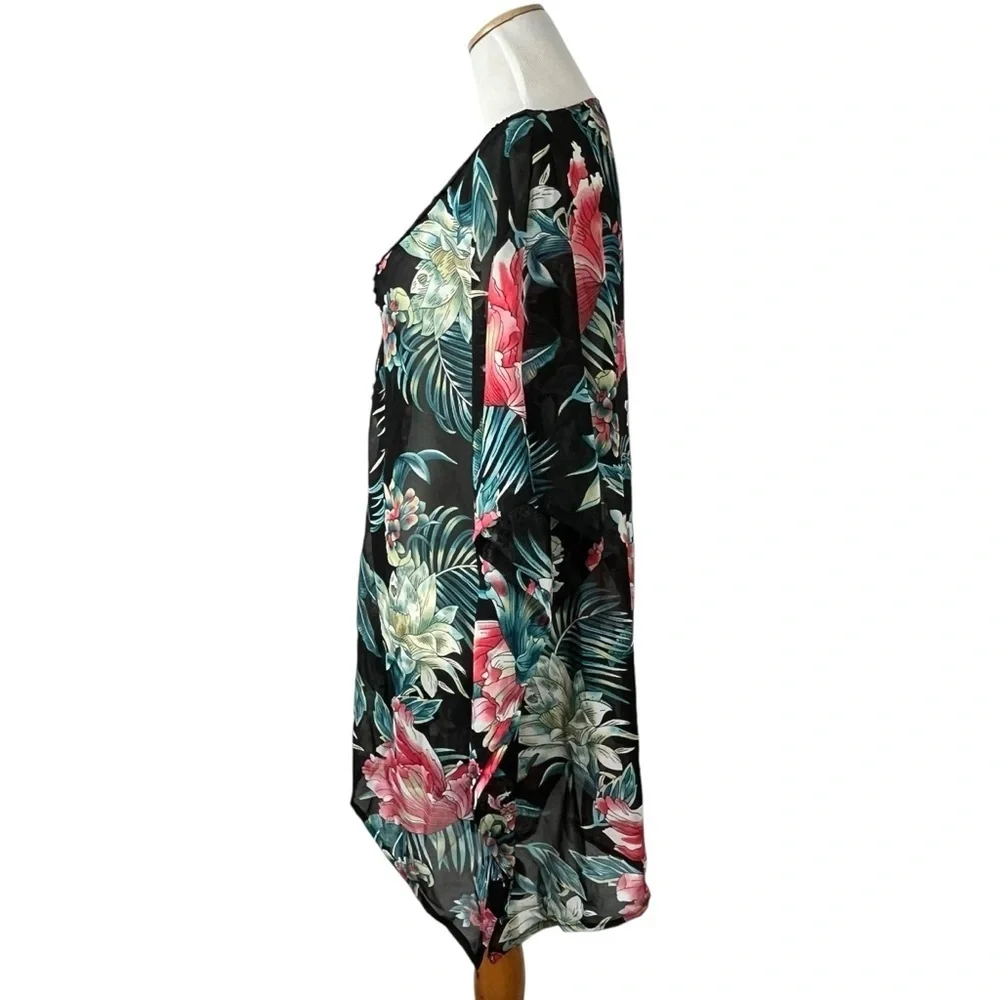 Royal Paisley Tropical Floral Kimono Swimsuit Cover-up Size OSFM